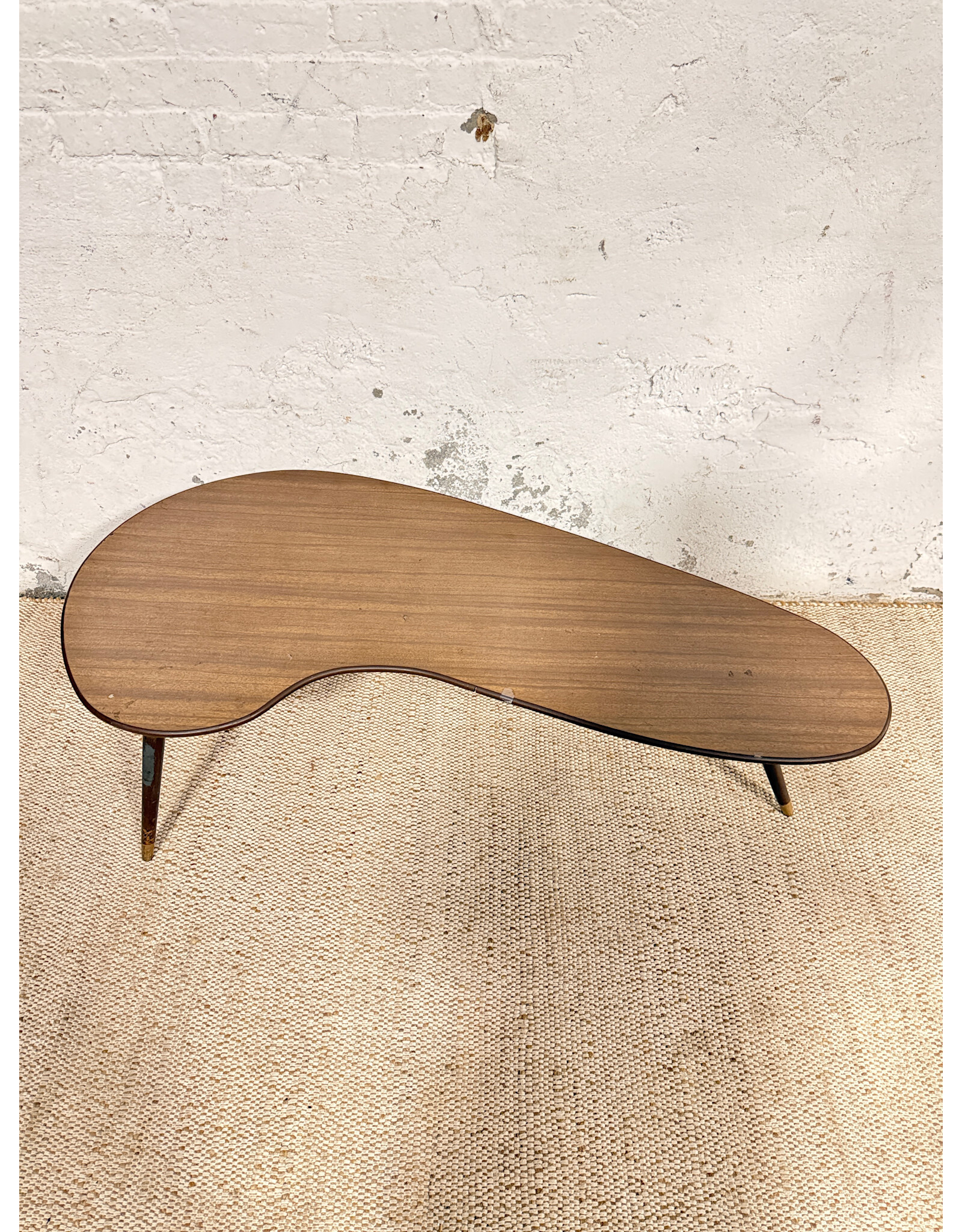 Mid-Century Modern Kidney-Shaped Walnut Coffee Table