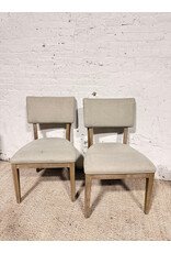 Modern Grey Fabric Wood Side Dining Chair