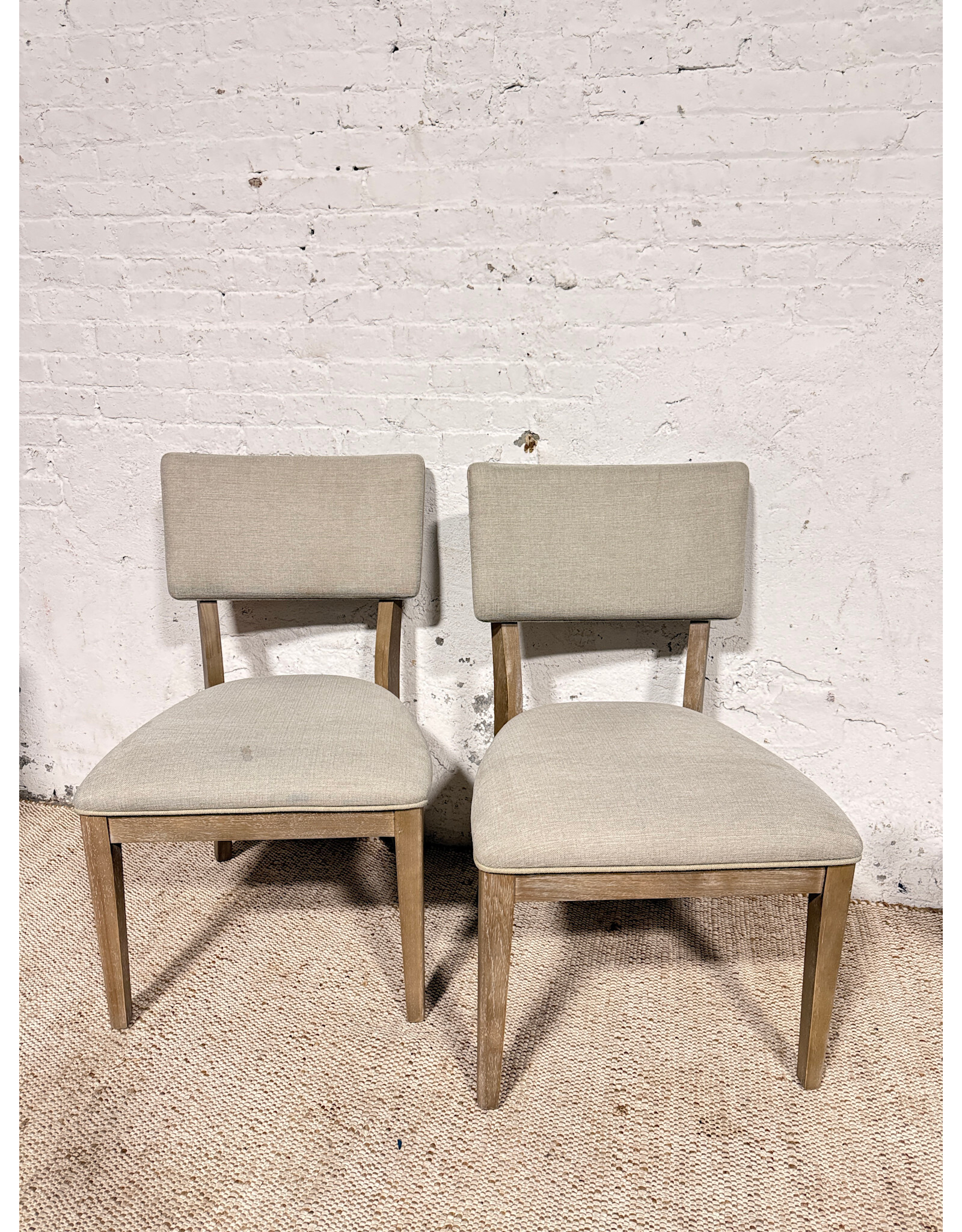 Modern Grey Fabric Wood Side Dining Chair