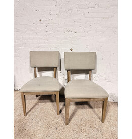 Modern Grey Fabric Wood Side Dining Chair