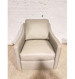 Trayton Grey Leather Swivel Lounge Chair