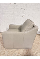 Trayton Grey Leather Swivel Lounge Chair