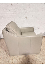 Trayton Grey Leather Swivel Lounge Chair
