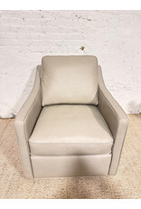 Trayton Grey Leather Swivel Lounge Chair