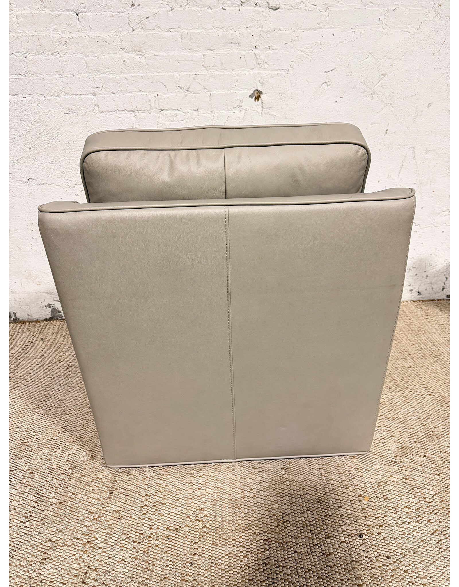 Trayton Grey Leather Swivel Lounge Chair