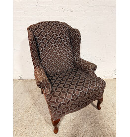 Modern Brown Wingback Patterned Lounge Chair