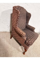Modern Brown Wingback Patterned Lounge Chair