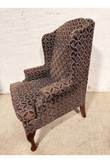 Modern Brown Wingback Patterned Lounge Chair
