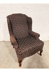 Modern Brown Wingback Patterned Lounge Chair