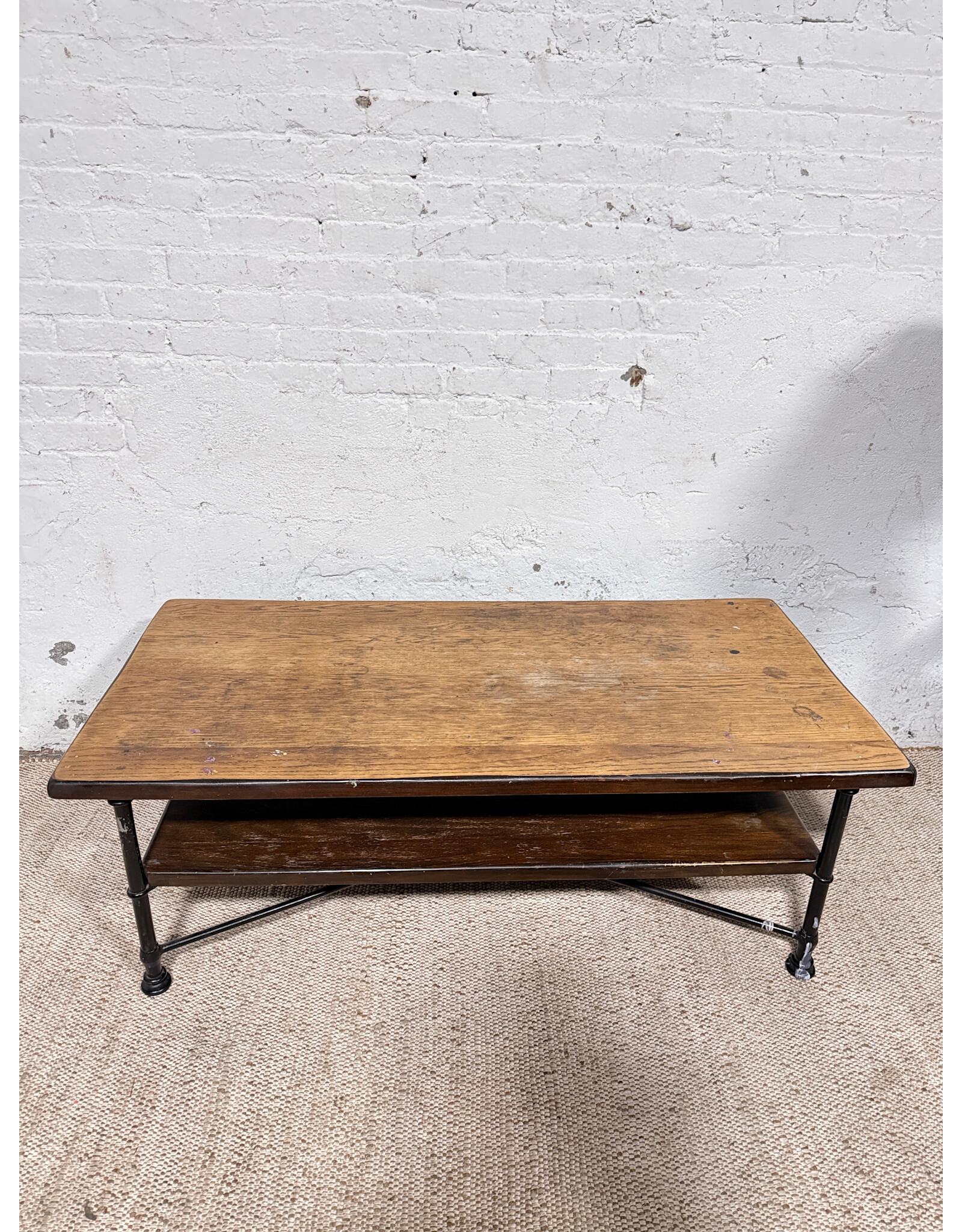 Modern 2-tier Wooden Industrial Coffee Table