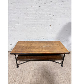 Modern 2-tier Wooden Industrial Coffee Table