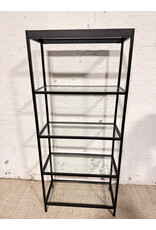 Pemberly Row Contemporary Blackened Bronze Metal and Glass Bookcase