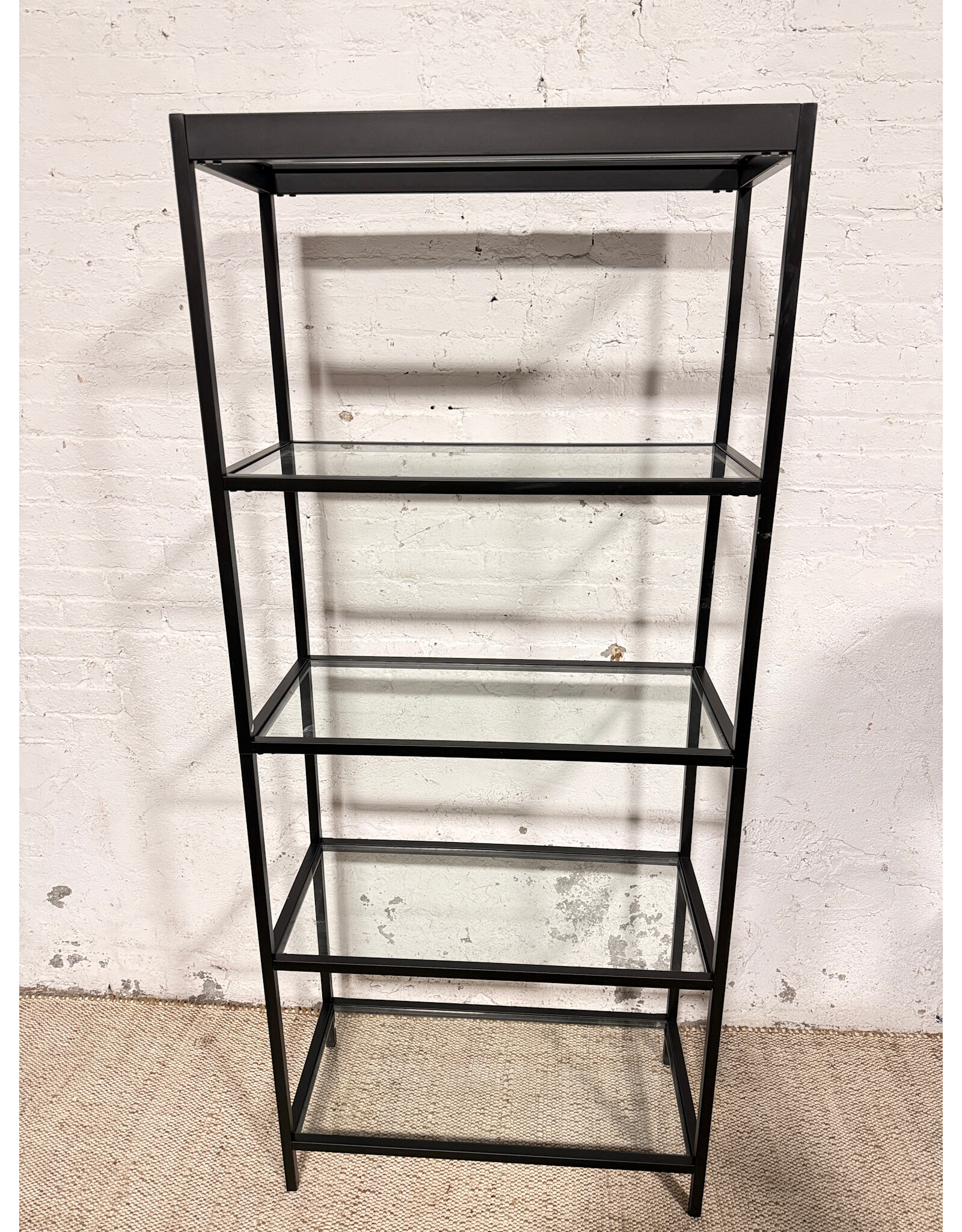 Pemberly Row Contemporary Blackened Bronze Metal and Glass Bookcase