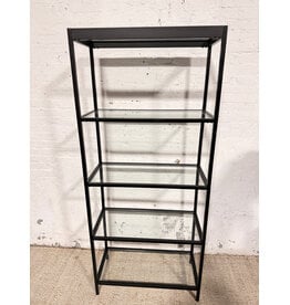 Pemberly Row Contemporary Blackened Bronze Metal and Glass Bookcase