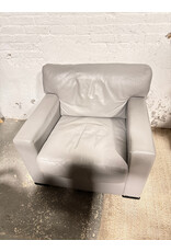 Modern Large Grey Leather Lounge Chair