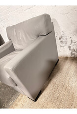 Modern Large Grey Leather Lounge Chair