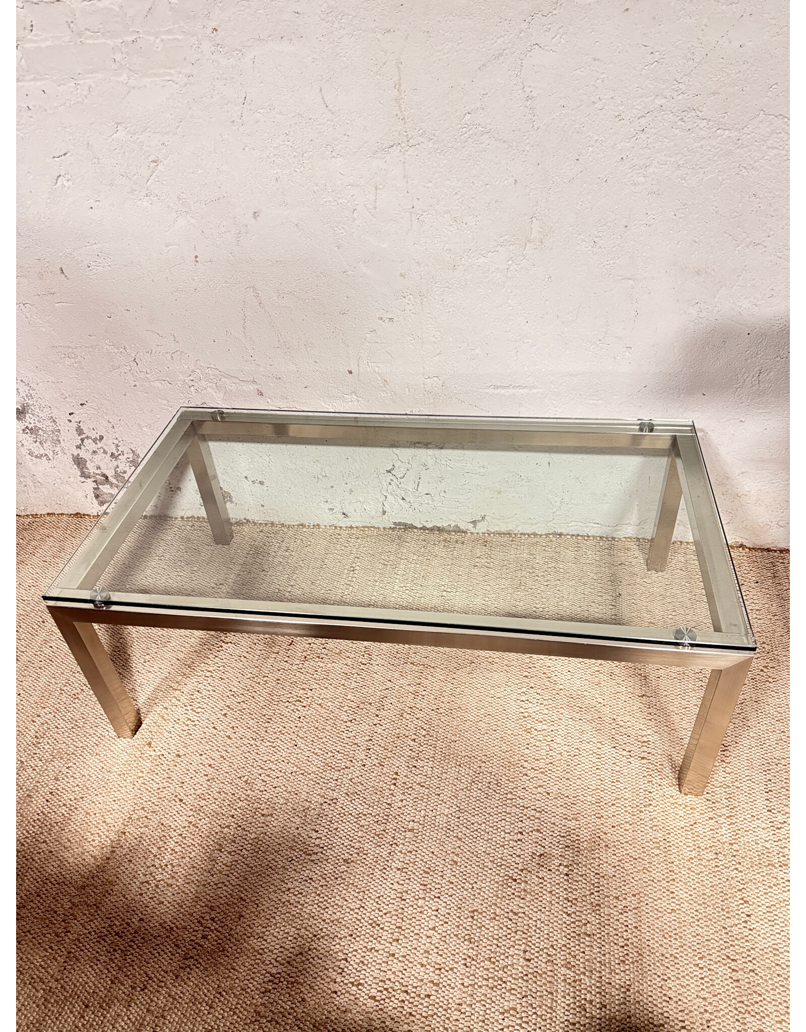 Mid-Century Modern Chrome & Glass Coffee Table