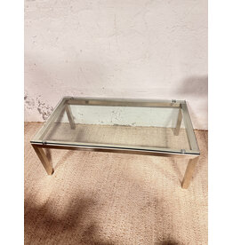 Mid-Century Modern Chrome & Glass Coffee Table