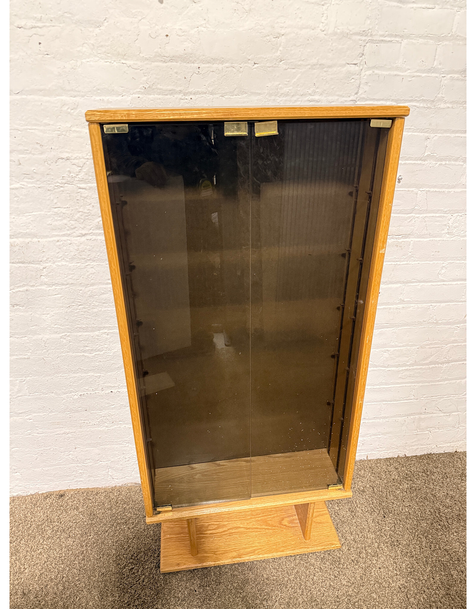 Wood Media Cabinet with Glass Doors