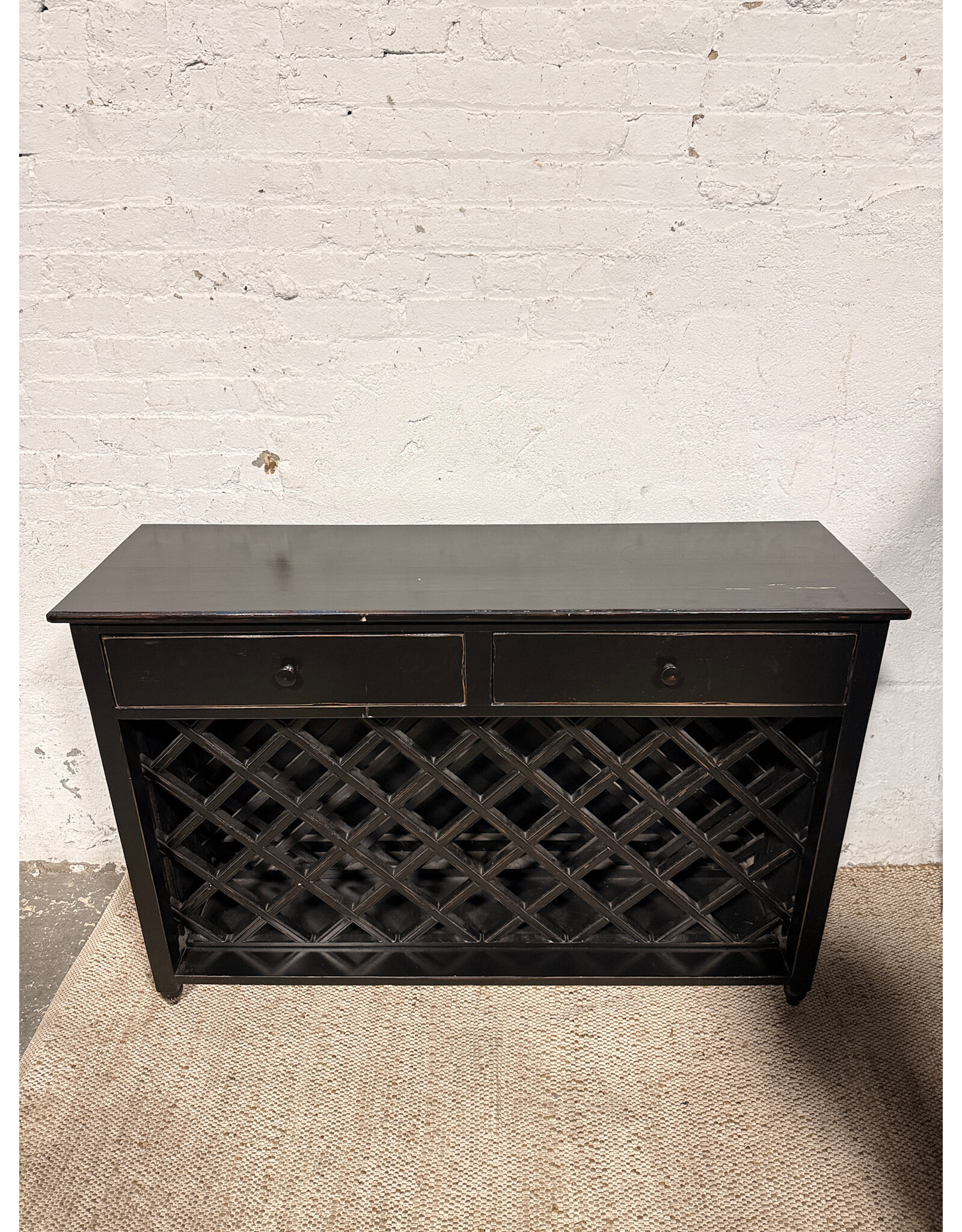 Black Wooden Wine Rack Side Board