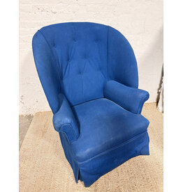 Vintage Blue Upholstered Wingback Armchair