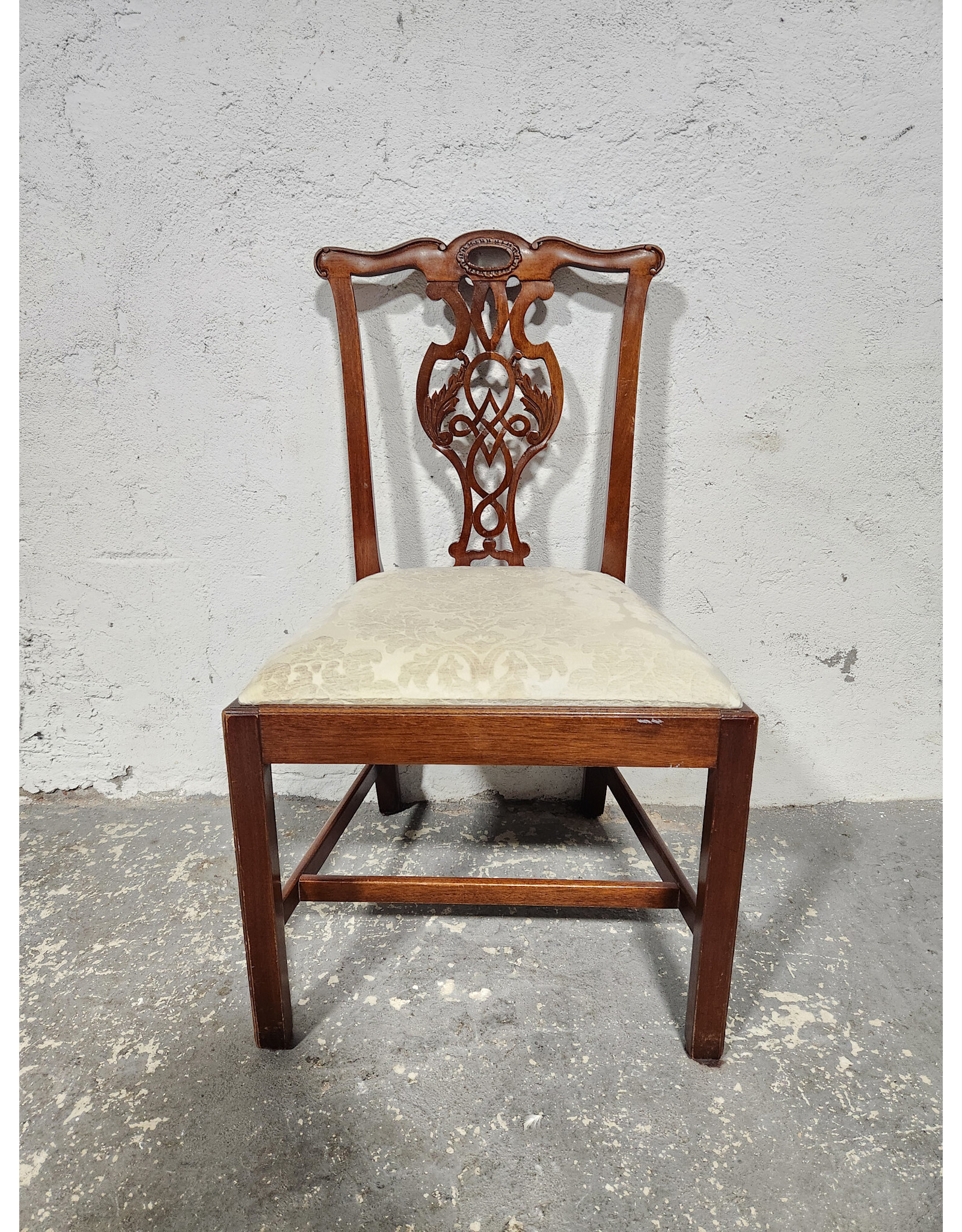 Baker Furniture Historic Charleston Reproduction Carved Mahogany Upholstered Seat Dining Chair