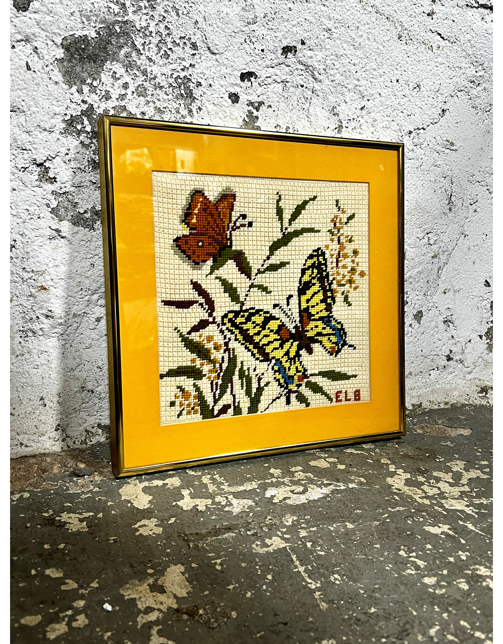 Framed Butterfly Needlepoint