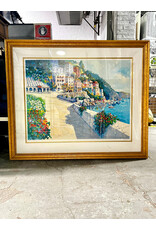 Village by the Sea, framed serigraph by Alex Perez, 27/50