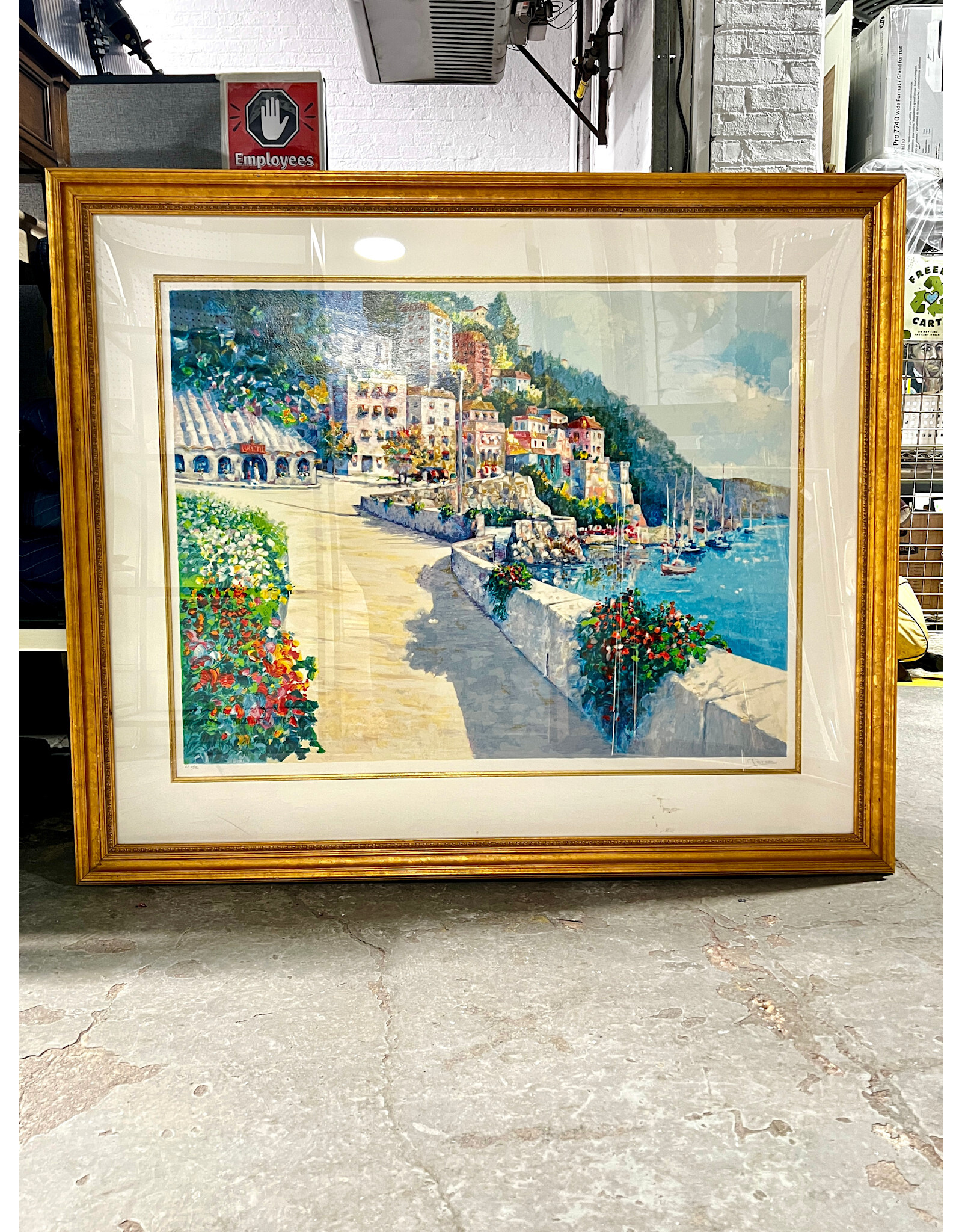 Village by the Sea, framed serigraph by Alex Perez, 27/50