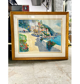 Village by the Sea, framed serigraph by Alex Perez, 27/50