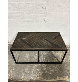 Wood Top Herringbone Pattern & Metal Frame Coffee Table