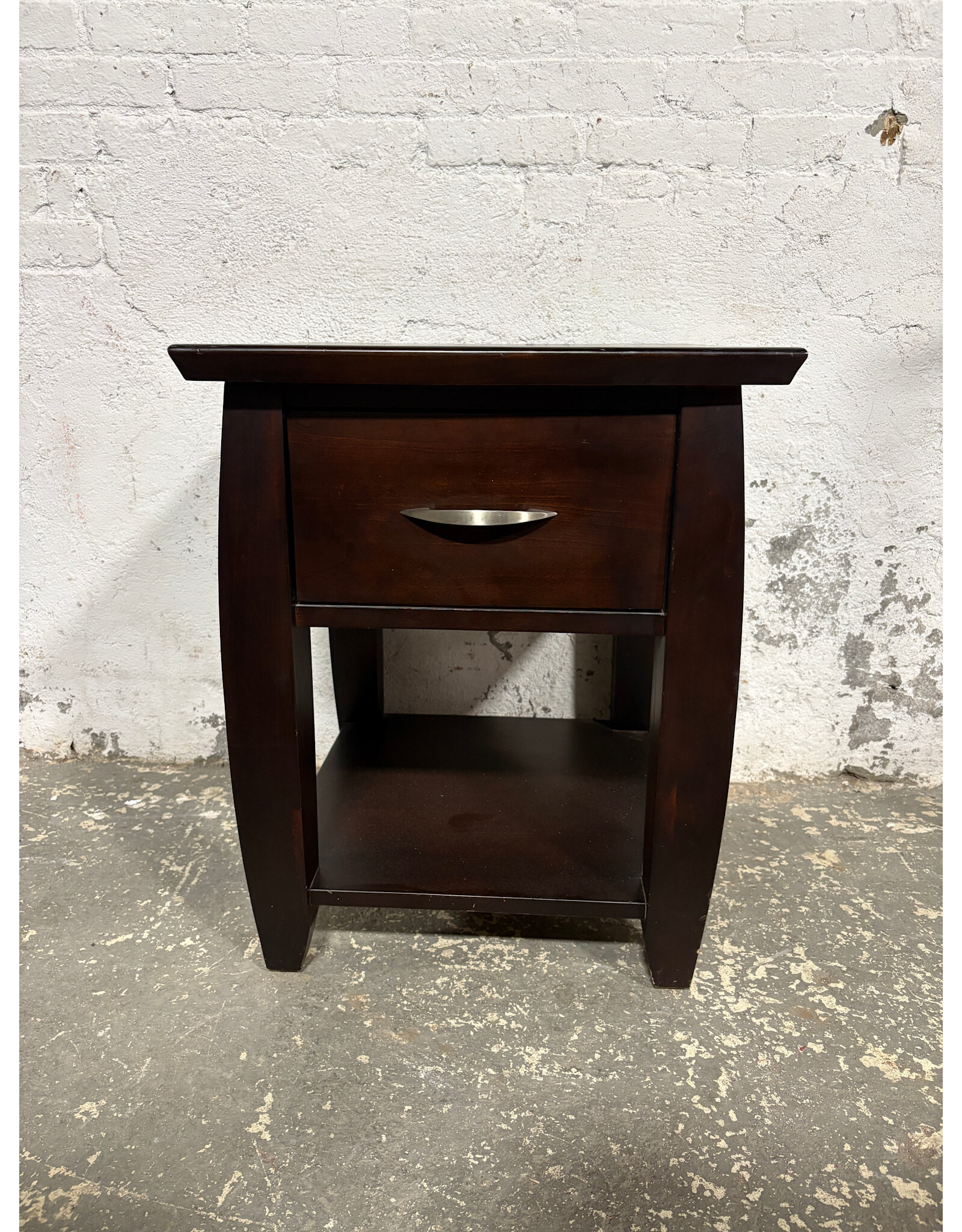 Single Drawer Merlot Finish Contemporary Night Stand