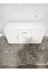 White 2-Cabinet and 3-Drawer Console Table