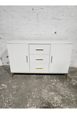White 2-Cabinet and 3-Drawer Console Table