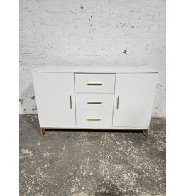 White 2-Cabinet and 3-Drawer Console Table