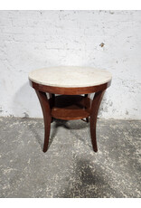 Circular Wooden Base with Marble Top 2-Tier Side Table