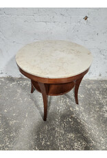 Circular Wooden Base with Marble Top 2-Tier Side Table