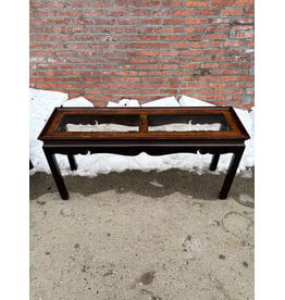 Chinoiserie Smoked Bevel Glass Top Console