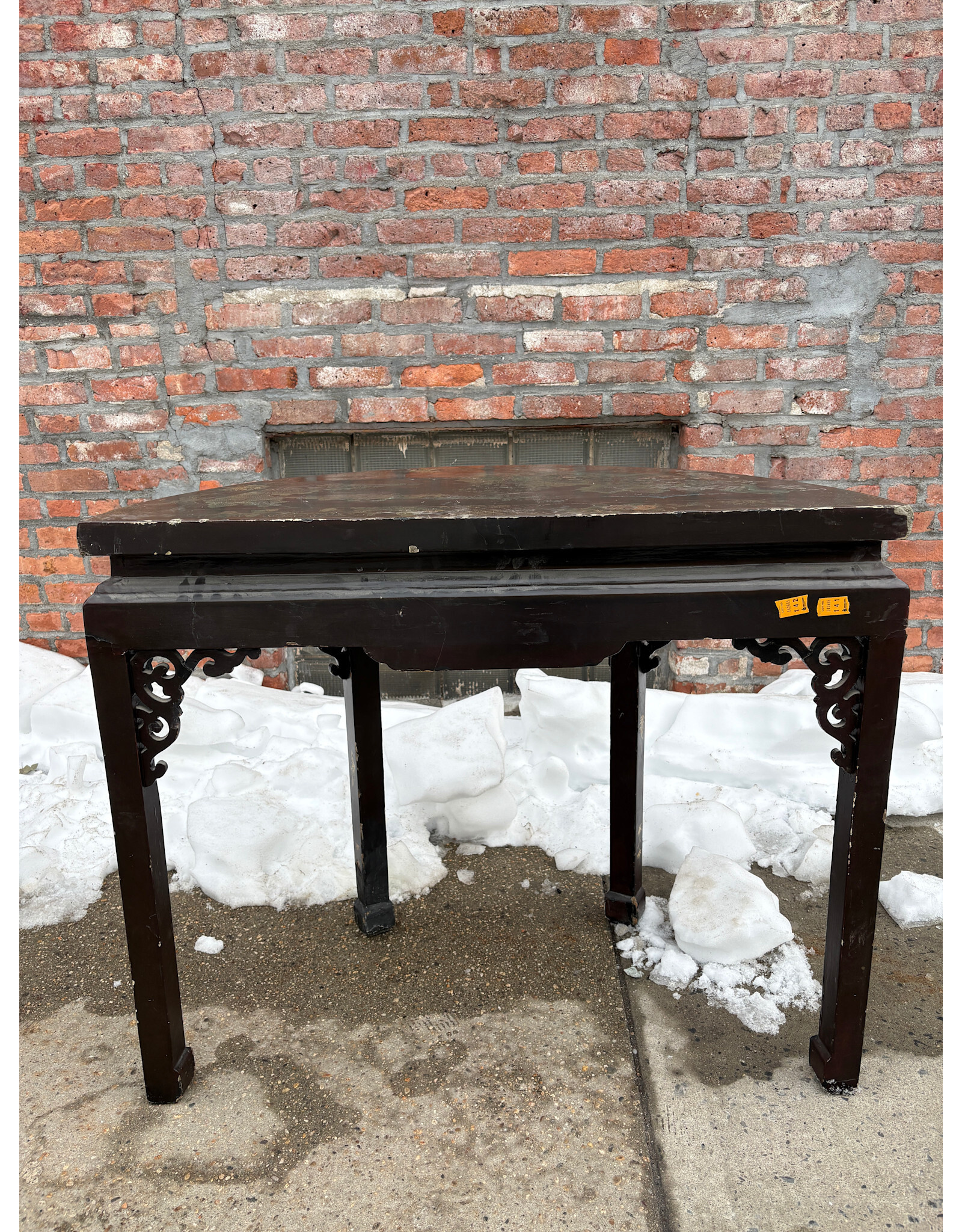 Chinese Demi Lune Laquered Console
