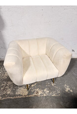 Brooklyn Space White Ivory Velvet Benevolence Modern Accent Chair