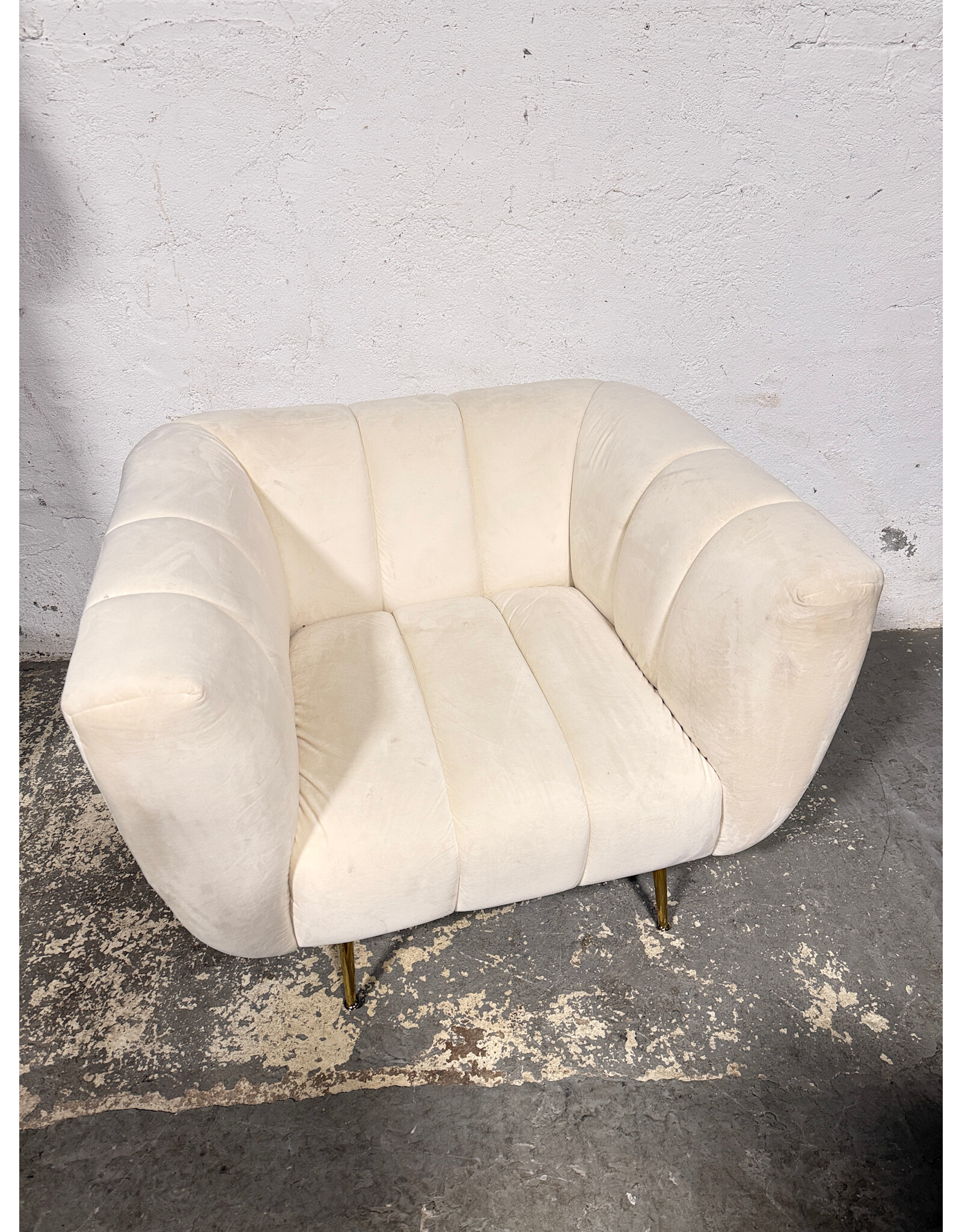 Brooklyn Space White Ivory Velvet Benevolence Modern Accent Chair