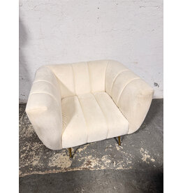 Brooklyn Space White Ivory Velvet Benevolence Modern Accent Chair