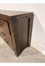 Rustic Brown Acacia Wood 6-Drawer Dresser