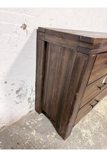 Rustic Brown Acacia Wood 6-Drawer Dresser