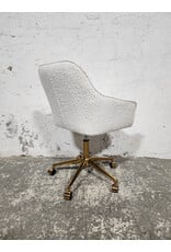 Modern White Boucle Office Chair