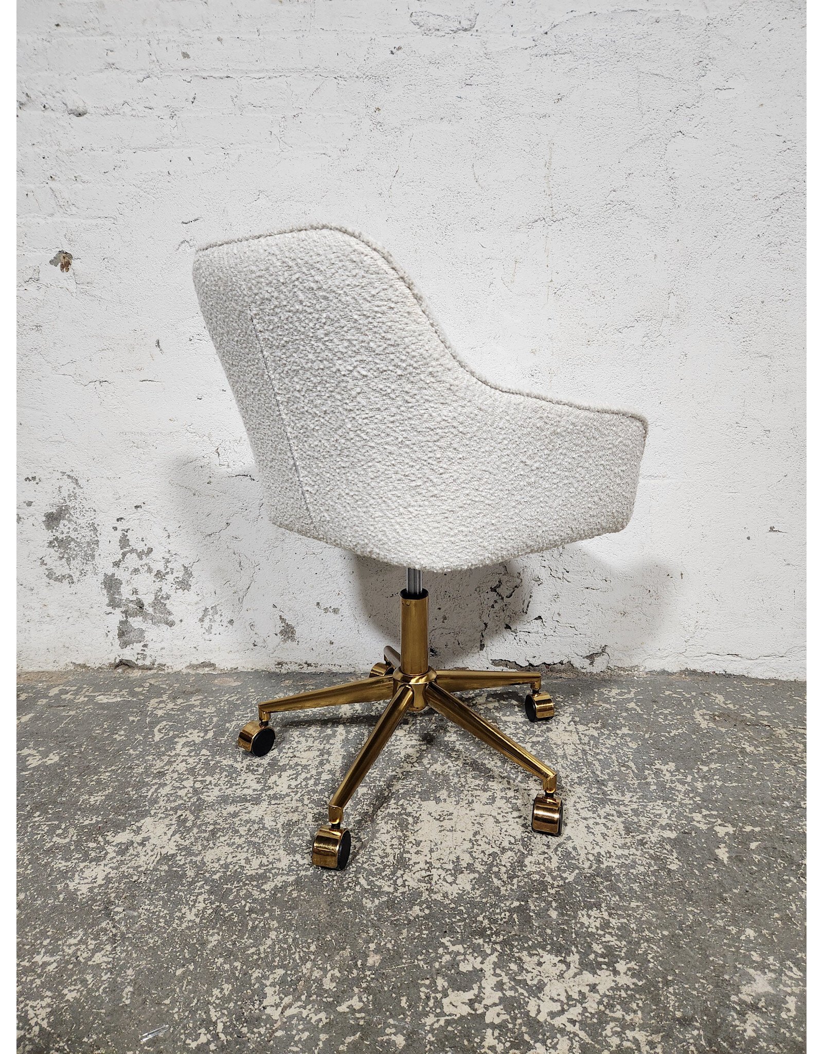 Modern White Boucle Office Chair