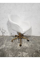 Modern White Boucle Office Chair