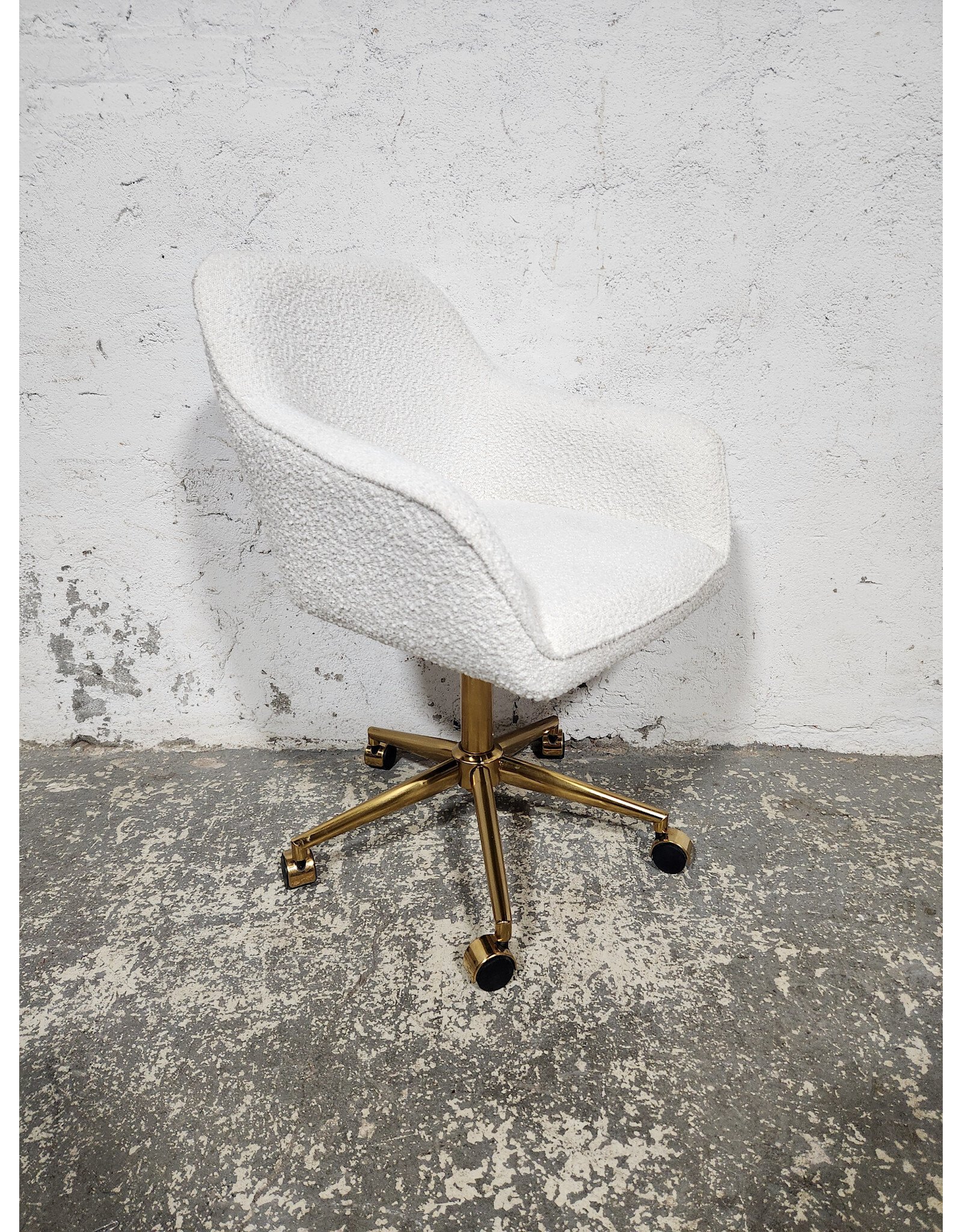 Modern White Boucle Office Chair