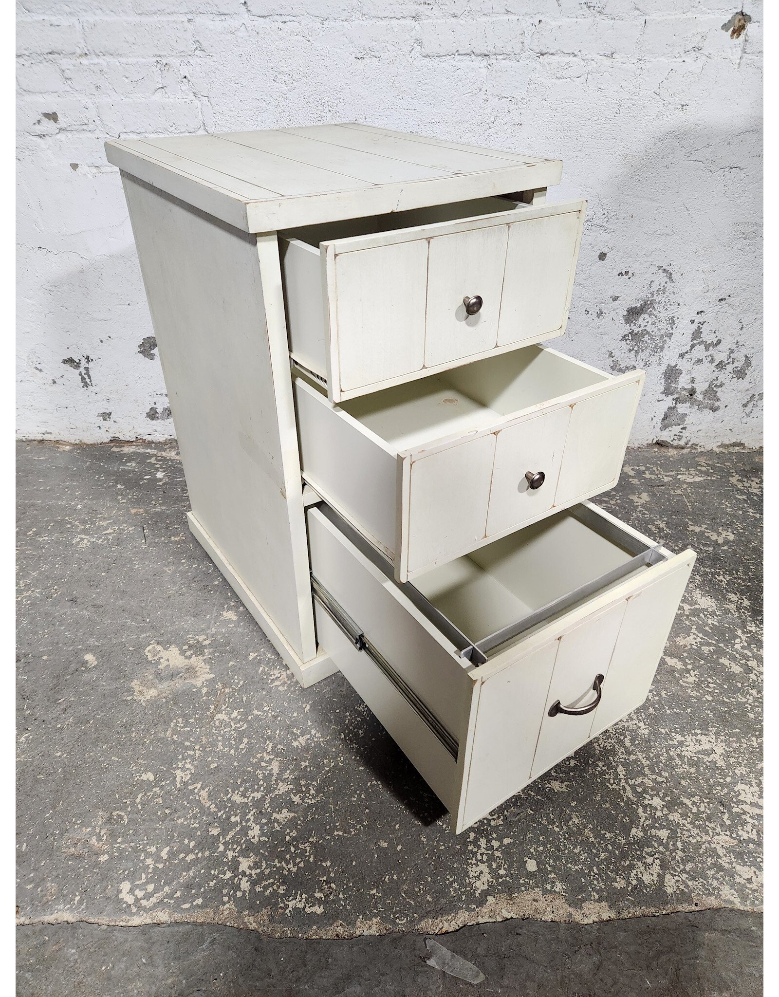 Rustic White 3-Drawer File Cabinet
