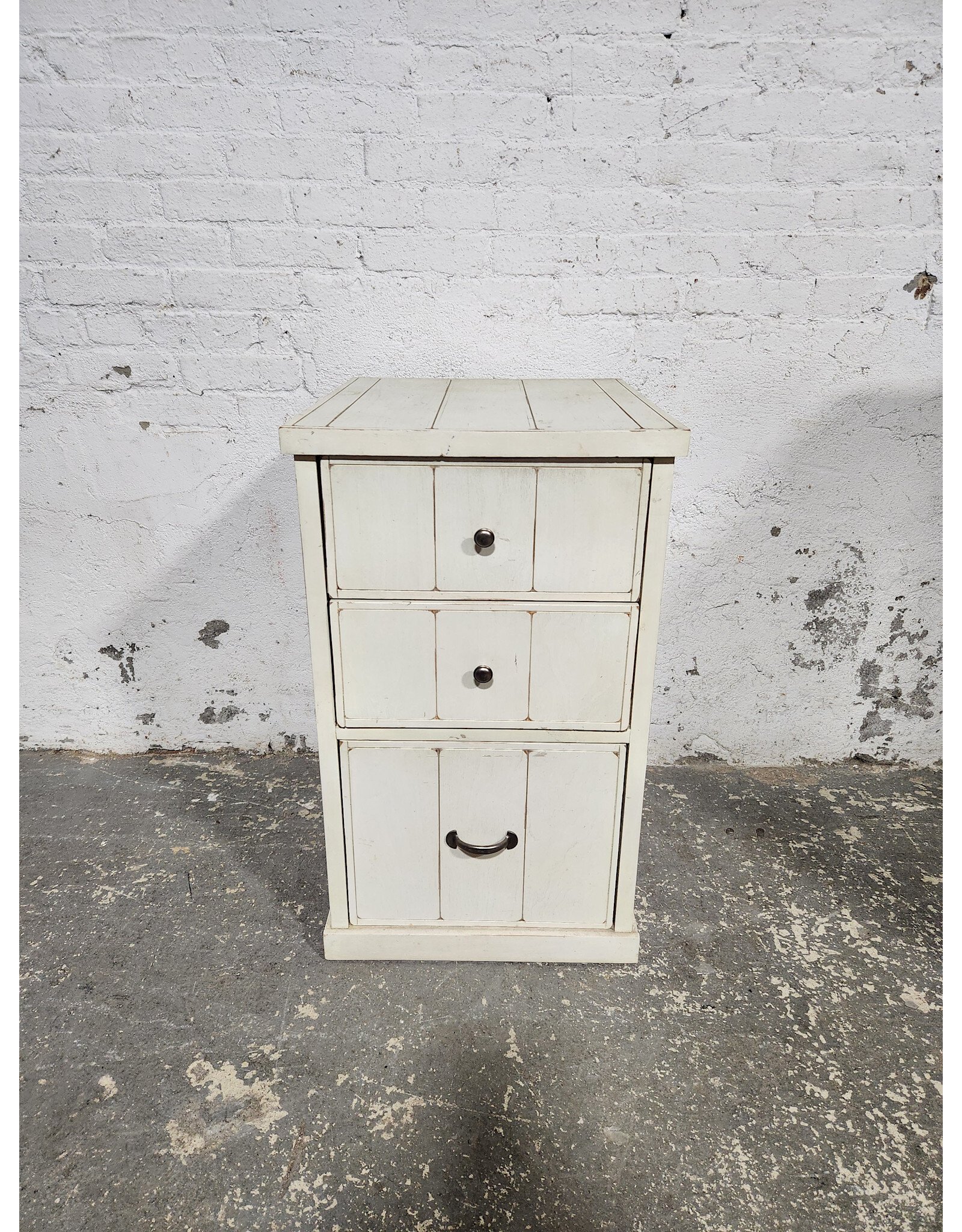 Rustic White 3-Drawer File Cabinet